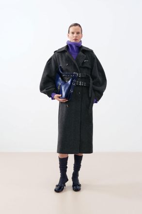Ganni Mixed Wool Trench Coat
