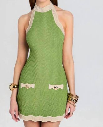 Retrof&ecirc;te Pascal Dress In Metallic Kiwi/ivory