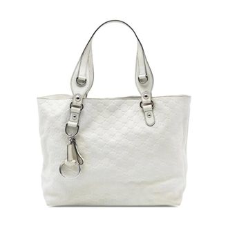 Gucci Pre-owned Tote Bags, female, White, Size: ONE SIZE Pre-owned Leather Embossed Tote Bag