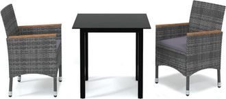 vidaXL Vidaxl - Juego Muebles Jard&iacute;n 3 Pzas Con Cojines Rat&aacute;n Sint&eacute;tico Gris