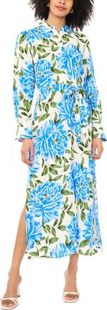 Vince Camuto Print Tie Belt Maxi Shirtdress in Deep Blue at Nordstrom, Size X-Large