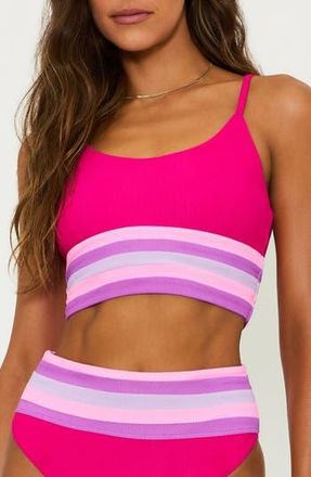 Beach Riot Mae Rib Colorblock Bikini Top in Raspberry Colorblock at Nordstrom Rack, Size Small