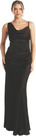 Six Stories Cowl Front Asymmetric Bridesmaid Dress in Black at Nordstrom, Size 10