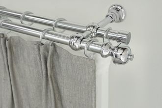 Garesa Gardinenstange »ANDREA« Ø 20 mm 2 läufig-läufig Wunschmasslänge Vorhanggarnitur, verlängerbar, Endknopf Profil klein, mit Ringen