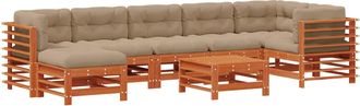 vidaXL Conjunto De Sof&aacute;s De Jard&iacute;n 8 Uds. Marr&oacute;n Cera Vidaxl