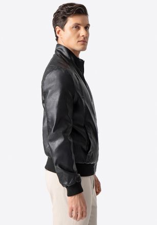 Wittchen Heren Zwarte Eco-leren Jas met Trekkoorden
