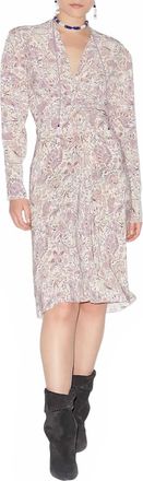 Isabel Marant Zeliha Long Sleeve Dress In Ecru/multicolour