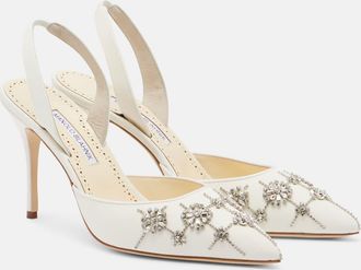 Manolo Blahnik Ralyne 90 cr&ecirc;pe de chine slingback pumps