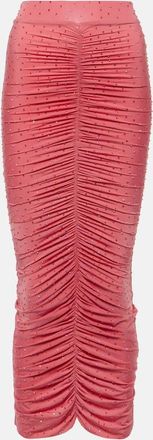 Alex Perry Embellished ruched jersey maxi skirt