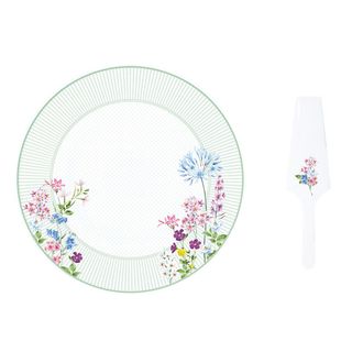 Easy Life Cake plate Ø 32 cm with porcelain server in color box FLORAISON