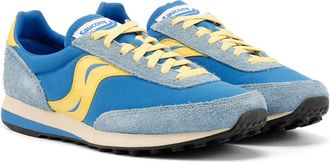 Saucony Unisex Trainer 80 Original Blue/Mustard Trainers Suede - Size UK 10.5
