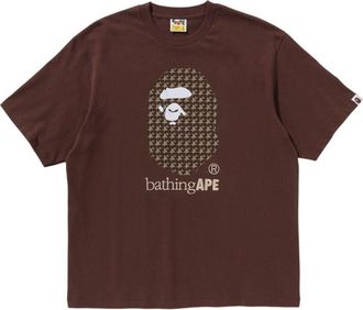 A Bathing Ape Sta Houndstooth by Bathing Ape Relaxed Fit Tee Brown 1K80-110-329-BROWN