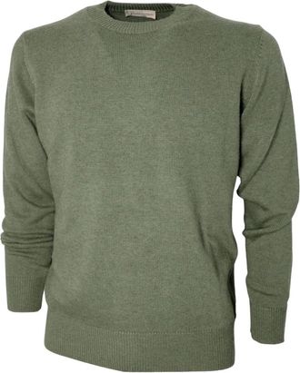 Cashmere Company Shirts - Heren - Ronde hals truien - Groen - 3XL - Wol - Truien & Vesten