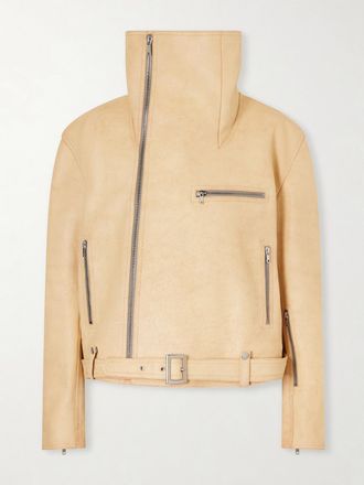 Rick Owens Giacca Biker In Pelle - Verde