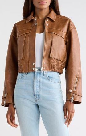 Blank NYC Faux Leather Bomber Jacket in Golden Tan at Nordstrom Rack, Size X-Small