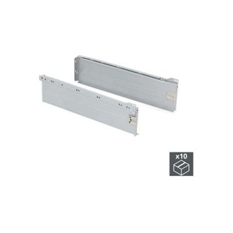 Emuca Lote De 10 Cajones De Cocina Ultrabox, Altura 150mm, Profundidad 400mm, Acero, Gris Metalizado