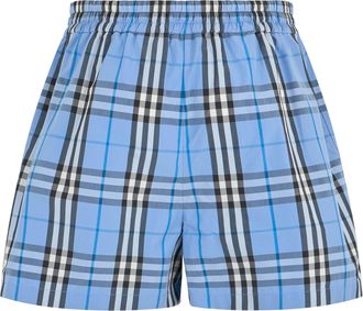 Burberry Womens Shorts Light Blue Check Cotton