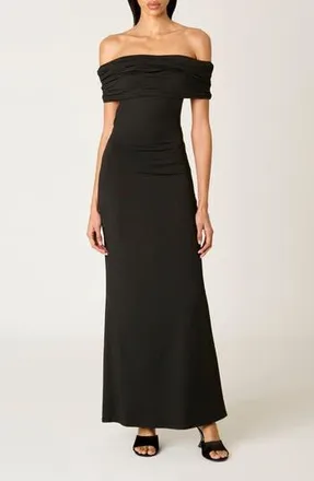 Nia Evangeline Off the Shoulder Open Back Maxi Dress in Black at Nordstrom Rack, Size X-Large