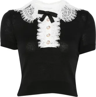 Self Portrait Lace-collar Polo Top