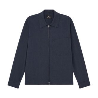 Paul Smith Cotton & Lyocell Micro Check Technical Shirt Jacket - male - Paul Smith - Light Jackets - Blue - XL - Jackets