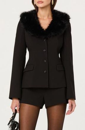 ASTR the Label Stefani Jacket with Removable Faux Fur Collar in Black at Nordstrom Rack, Size X-Small