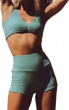 Montce Swim Crochet Micro Bike Short In Turquoise