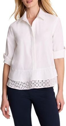 Nic+Zoe Eyelet Trim Shirt in Paper White at Nordstrom, Size Xx-Large