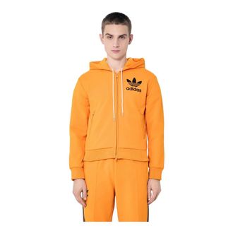 adidas Logo Zip-Up Hoodie Sweatshirt - Heren - Sportshirts - Oranje - M - Polyester - Fitness