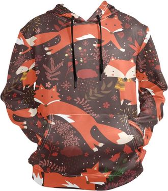 LDIYEU Animal Fox Hoodies 3D Print Athletic Hooded Sweatshirts for Men Girls Boys(Health Fabric)