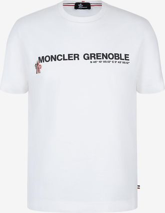 Moncler Kurzarm-T-Shirt mit Logo- und Koordinatenprint