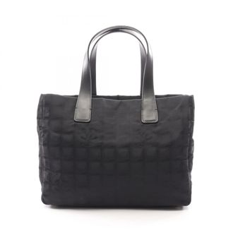Chanel Black Leather Nylon Canvas Handbag Tote Bag (Pre-Owned)
