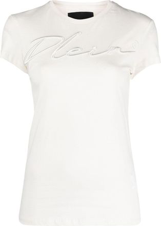 Philipp Plein embroidered-logo cotton T-shirt - women - Cotton/Polyester - M - White