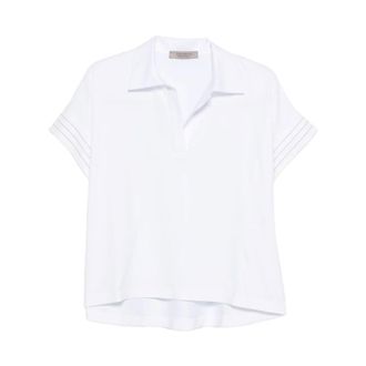 D.exterior Polo Shirts, female, White, Size: XL Stretch Cotton Polo Shirt