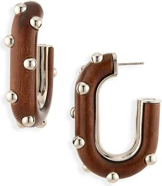 Paco Rabanne Large Link Earrings in Wood/silver at Nordstrom