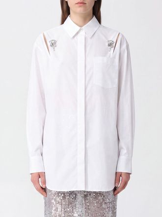 Simone Rocha Cotton Shirt with Rhinestone Embroidery and Cut-Out Details
