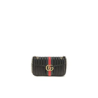 Gucci GG Marmont Matelass&eacute; Schoudertas - Dames - Tassen - Zwart - Maat: ONE Size Leer