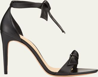 Alexandre Birman Clarita Leather Ankle-Tie 100mm High-Heel Sandals, Black