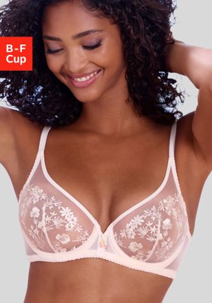 Lascana B&uuml;gel-BH LASCANA, Damen, Gr. 100, Cup C, beige (puder), Mesh, Obermaterial: 73% Polyamid, 19% Polyester, 8% Elasthan, BHs B&uuml;gel-BH, in High-Apex-Schni