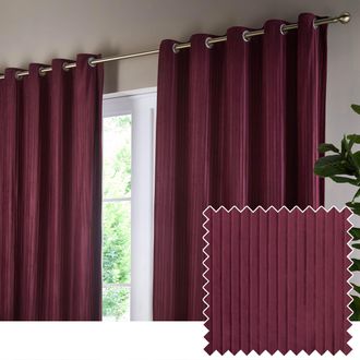 Riva Paoletti Corinthian Velvet Room Darkening Eyelet Curtain Pair in Dark Red | Size: 229 cm width x 229 cm drop