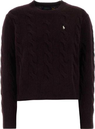 Polo Ralph Lauren Wool and Cashmere Cable-Knit Jumper - female - Polo Ralph Lauren - Round-neck Knitwear - Purple - XS - Knitwear
