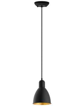 Eglo Eglo Priddy 1 Light Mini Pendant With Black Finish & Black & Gold Shade