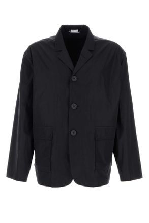 Thom Browne Navy Blue Tech Fabric Blazer