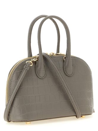 Self Portrait Croc-Embossed Leather with Charms Top Handle Bag - Gray