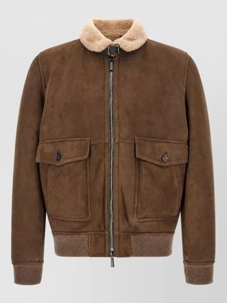 Moorer suede shearling bomber jacket