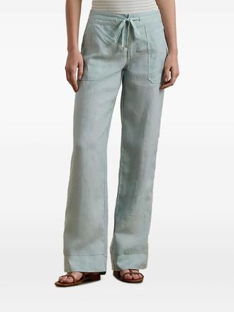 Lauren Ralph Lauren drawstring pocket trousers - women - Linen/Flax - 34 - Blue