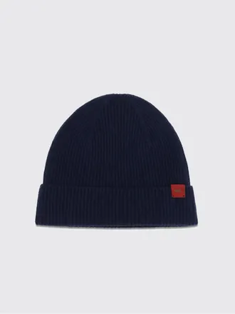 Kiton Ribbed Wool Beanie with Cuff and Applied Logo