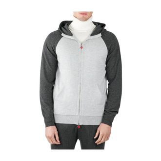Kiton Zip-throughs, male, Gray, Size: L Hoody Full Zip