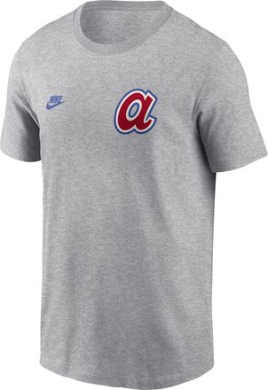 Nike Atlanta Braves Cooperstown 2-Hit Large Logo Nike Mens MLB T-Shirt in Grey | N19906GATB-VFA