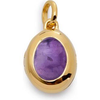 Monica Vinader Birthstone Locket Pendant in 18Ct Gold Vermeil /Amethyst at Nordstrom