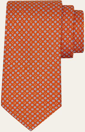 Ferragamo Mens Floral-Gancini Silk Tie